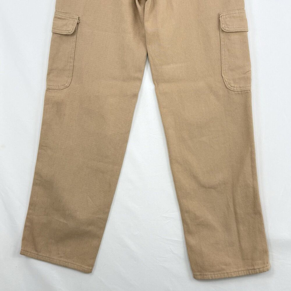 Women's Wide Leg Cargo Jeans Size 4 Relaxed Fit Denim Beige - Picture 14 of 16